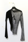 Un Morceau velvet lace stitching diagonal cardigan UM231SZ13